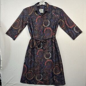 Vintage‎ Tribute Women's Paisley Dress W/Matching Belt Size 12WP 60's 70's Vibe